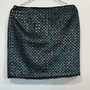 Elie Tahari Metallic Textured black and teal mini Skirt Size 2